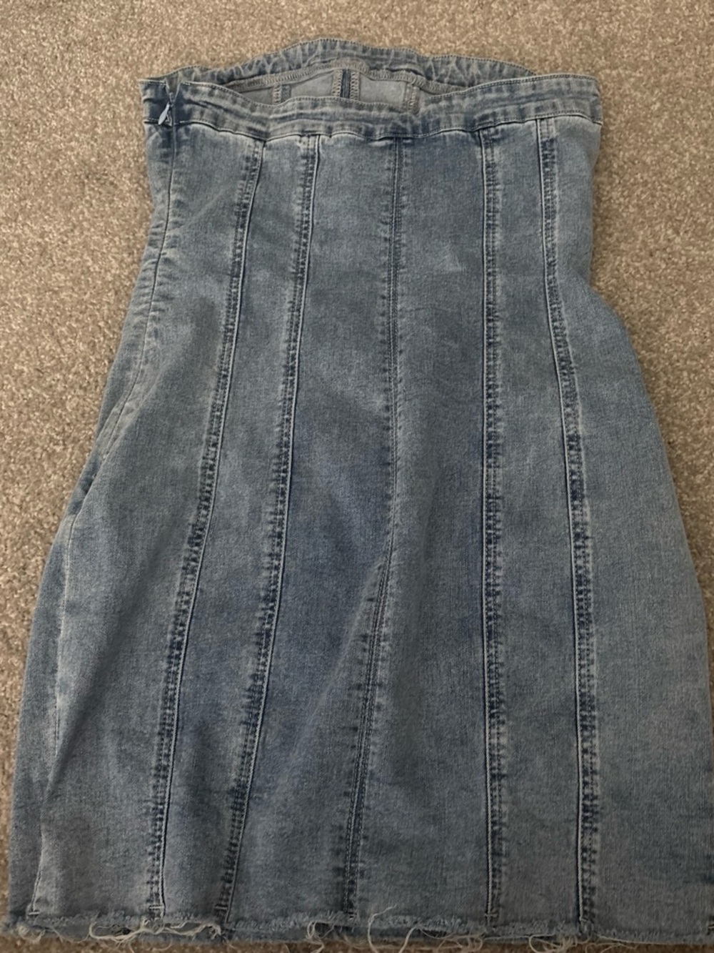 Princess Polly Vertical-Panel Denim Pencil Skirt - Blue